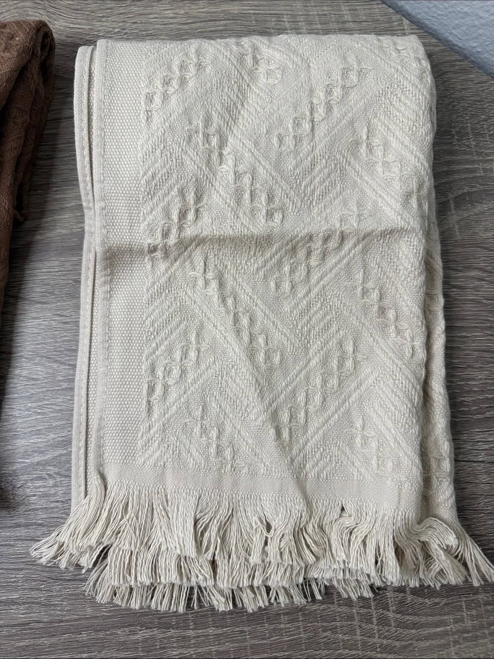 Fringed Woven Hand Towels — Set Of 3